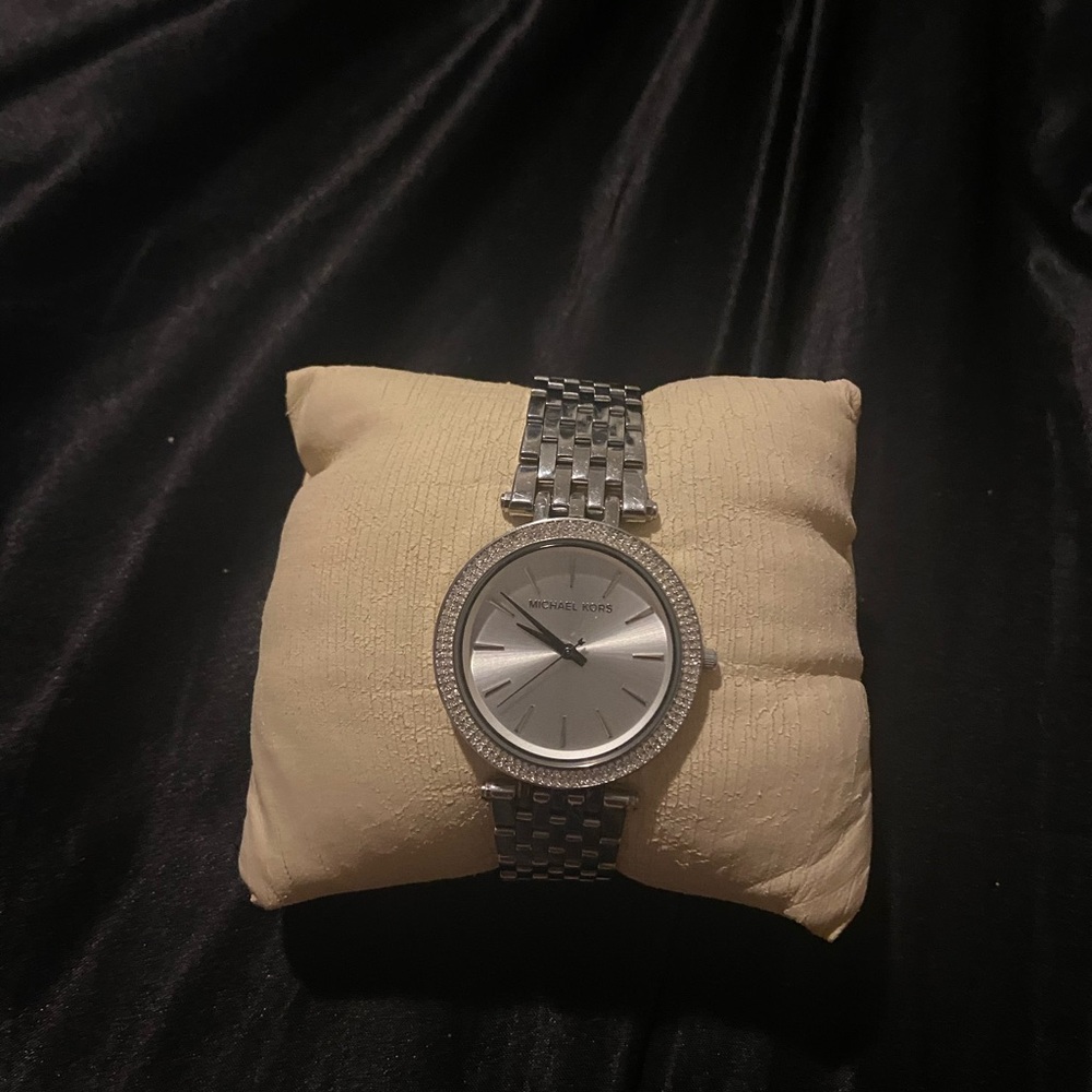 Michael Kors Silver-Tone Watch with Crystal Accents